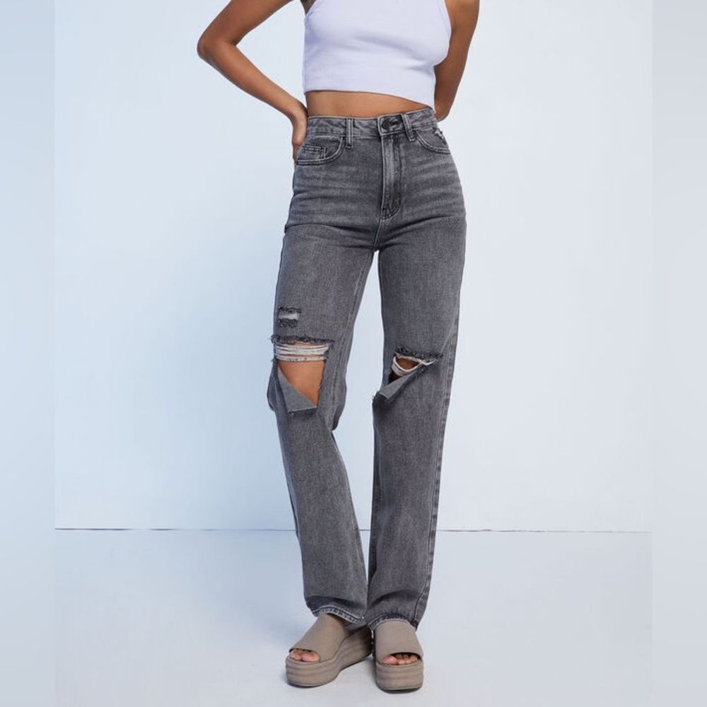 Pacsun Womens Washed Black Ripped '90s Boyfriend Jeans 28